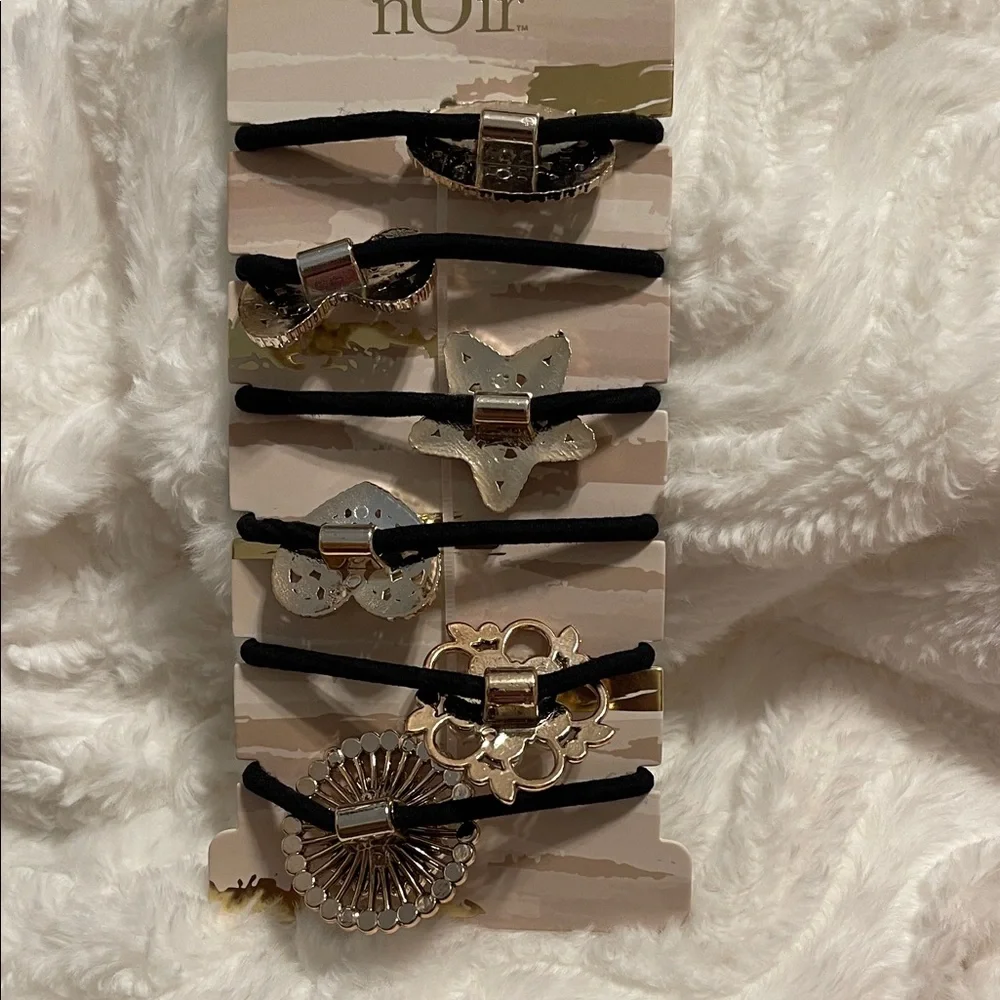 NEW Gold, Faux Pearl & Rhinestone Hair Ties Set